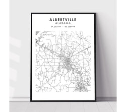 Albertville, Alabama Scandinavian Map Print 