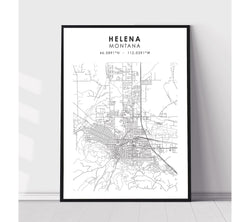 Helena, Montana Scandinavian Map Print 