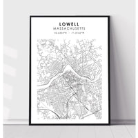 Lowell, Massachusetts Scandinavian Map Print 