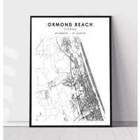 Ormond Beach, Florida Scandinavian Map Print 