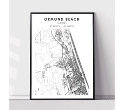 Ormond Beach, Florida Scandinavian Map Print 
