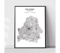 
              Belarus, Europe Scandinavian Style Map Print 
            