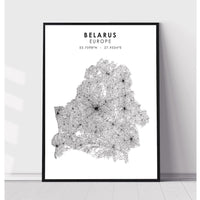 Belarus, Europe Scandinavian Style Map Print 