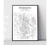 
              Brownsburg, Indiana Scandinavian Map Print 
            