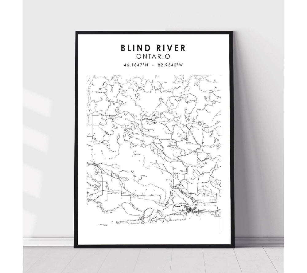 Blind River, Ontario Scandinavian Style Map Print 