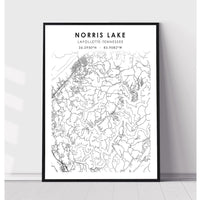 Norris Lake, Tennessee Scandinavian Map Print 