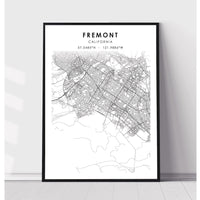 Fremont, California Scandinavian Map Print 