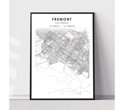 Fremont, California Scandinavian Map Print 