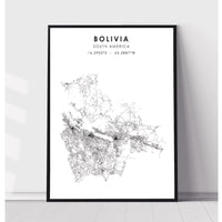 Bolivia, South America Scandinavian Style Map Print 
