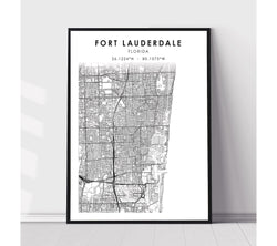 Fort Lauderdale, Florida Scandinavian Map Print 
