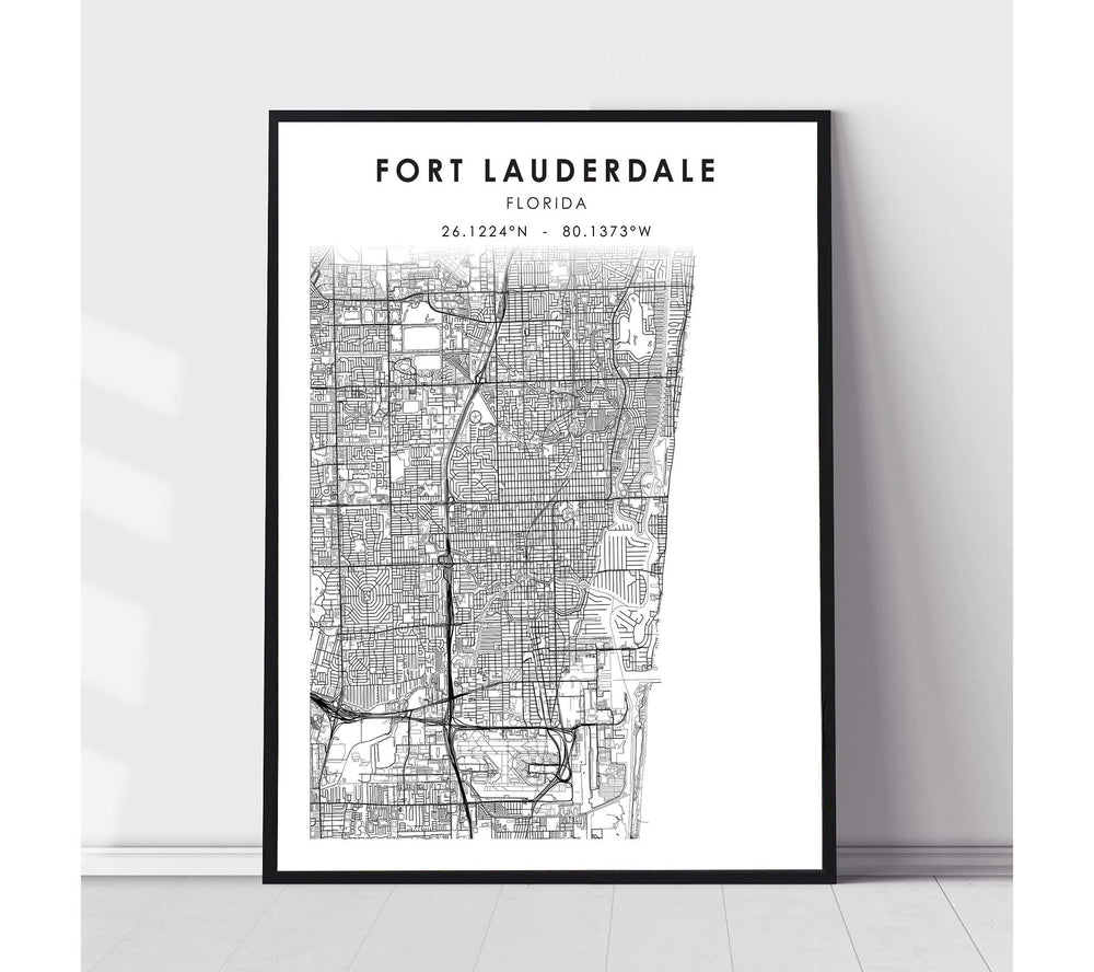 Fort Lauderdale, Florida Scandinavian Map Print 