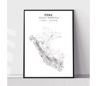 
              Peru, South America Scandinavian Style Map Print 
            