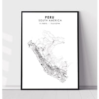 Peru, South America Scandinavian Style Map Print 