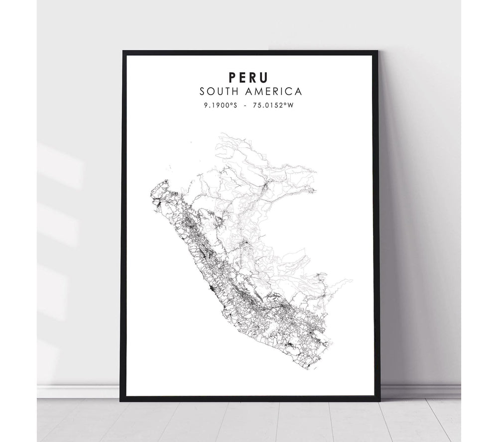 Peru, South America Scandinavian Style Map Print 