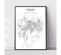 
              Casper, Wyoming Scandinavian Map Print 
            