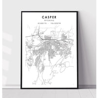 Casper, Wyoming Scandinavian Map Print 
