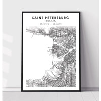 Saint Petersburg, Russia Scandinavian Style Map Print 