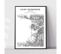 Saint Petersburg, Russia Scandinavian Style Map Print 