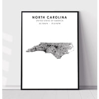 North Carolina, United States Scandinavian Style Map Print 