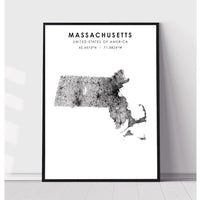 Massachusetts, United States Scandinavian Style Map Print 