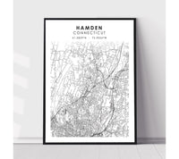 
              Hamden, Connecticut Scandinavian Map Print 
            