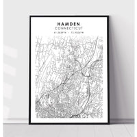 Hamden, Connecticut Scandinavian Map Print 