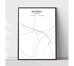 Antroli, India Scandinavian Style Map Print 