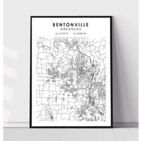 Bentonville, Arkansas Scandinavian Map Print 