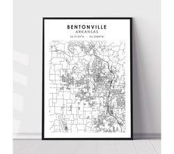 Bentonville, Arkansas Scandinavian Map Print 