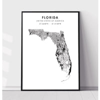 Florida, United States Scandinavian Style Map Print 