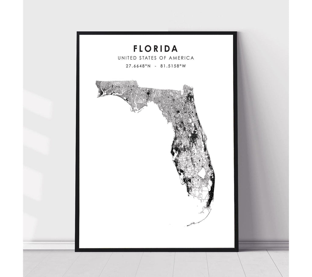 Florida, United States Scandinavian Style Map Print 