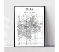 
              Fargo, North Dakota Scandinavian Map Print 
            