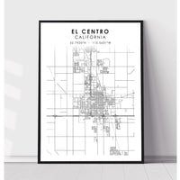 El Centro, California Scandinavian Map Print 