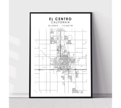 El Centro, California Scandinavian Map Print 