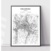 Bologna, Italy Scandinavian Style Map Print 