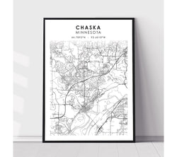 Chaska, Minnesota Scandinavian Map Print 