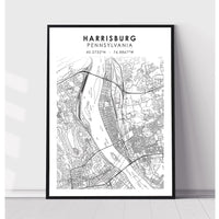 Harrisburg, Pennsylvania Scandinavian Map Print 