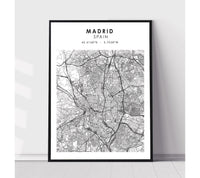 
              Madrid, Spain Scandinavian Style Map Print 
            