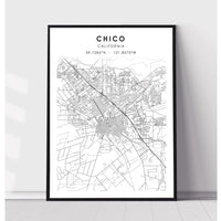 Chico, California Scandinavian Map Print