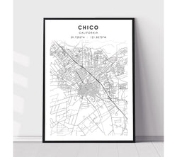 Chico, California Scandinavian Map Print