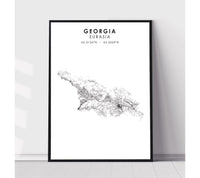 
              Georgia Country, Eurasia Scandinavian Style Map Print 
            