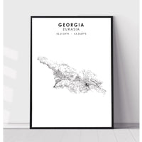 Georgia Country, Eurasia Scandinavian Style Map Print 