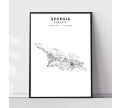 Georgia Country, Eurasia Scandinavian Style Map Print 