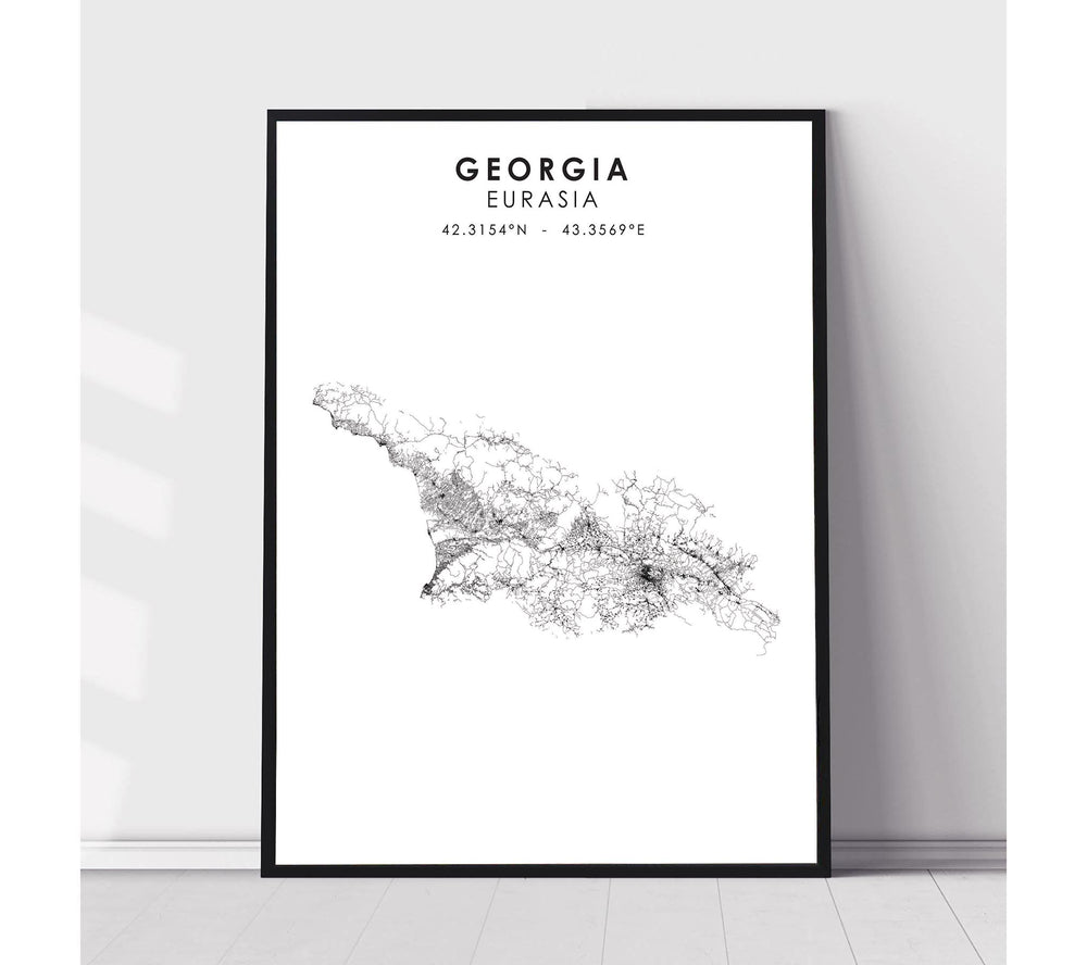 Georgia Country, Eurasia Scandinavian Style Map Print 