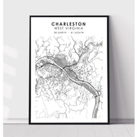 Charleston, West Virginia Scandinavian Map Print 