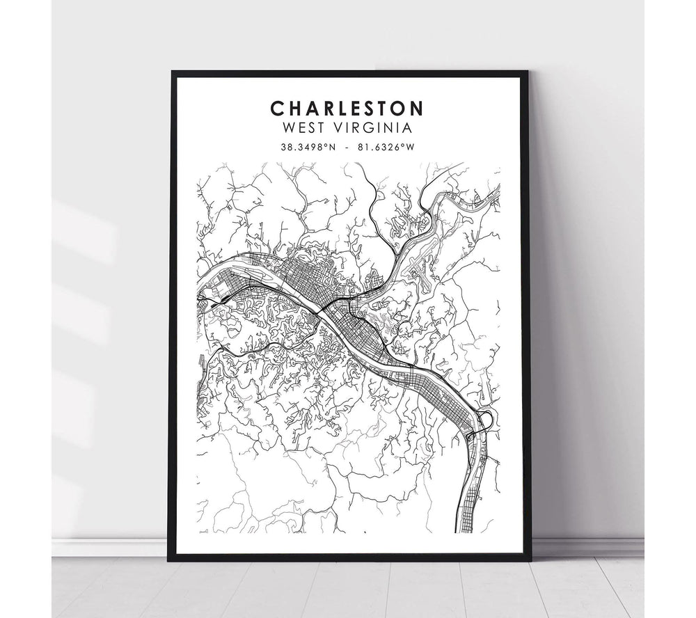Charleston, West Virginia Scandinavian Map Print 