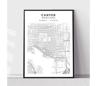 
              Canton, Maryland Scandinavian Map Print 
            