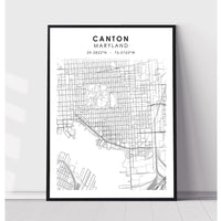 Canton, Maryland Scandinavian Map Print 
