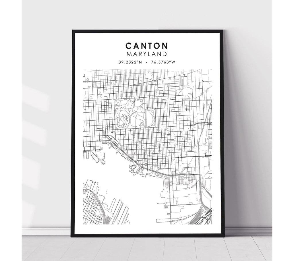 Canton, Maryland Scandinavian Map Print 