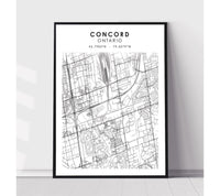 
              Concord, Ontario Scandinavian Style Map Print 
            